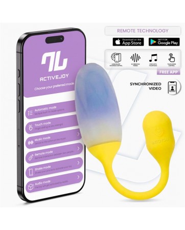 NexEgg Huevo Vibrador Doble Capa Silicona App Amarillo Purpura