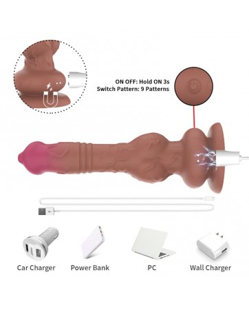 Dildo con Vibracion y Movimiento Thrusting 225 cm