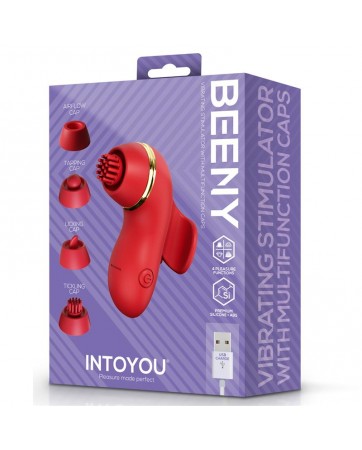 Beeny Estimulador con 4 Cabezales Succion Tapping Tickling y Licking