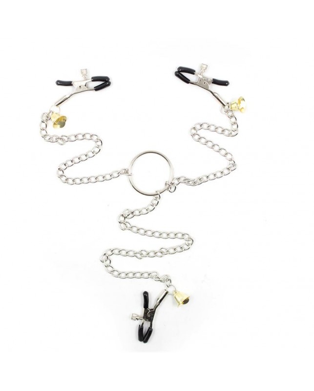 Pinzas para Pezones y Clitoris con Cadena Plata
