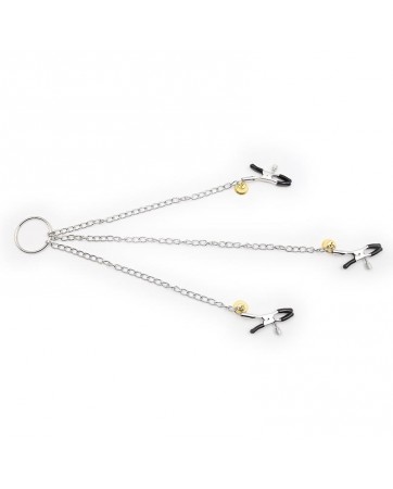 Pinzas para Pezones y Clitoris con Cadena Plata