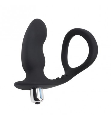 Anillo para el Pene con Plug Anal Negro